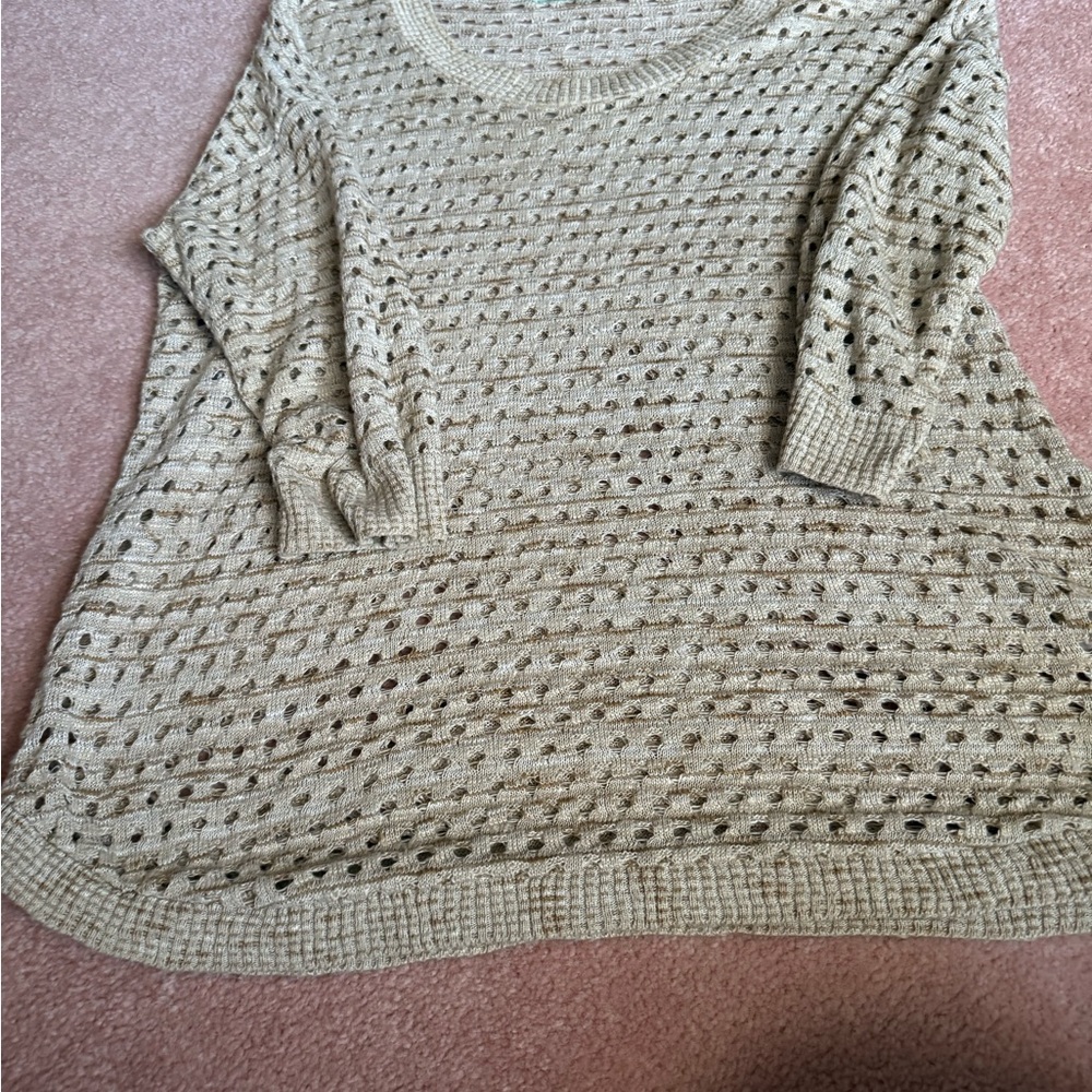 Maurices Cream Crew Neck Top with Textured Pattern